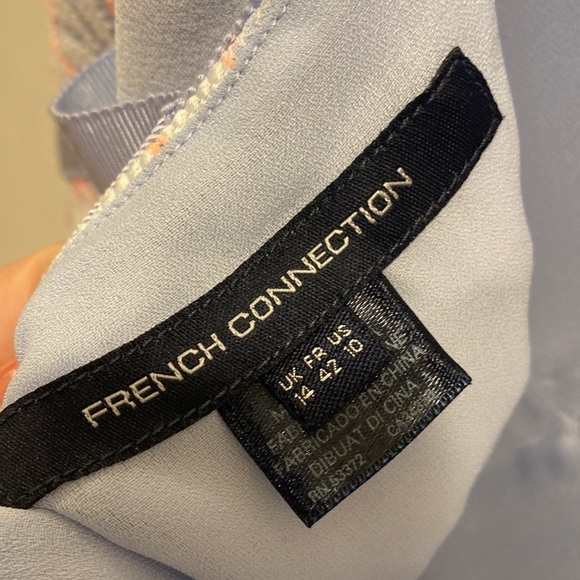 French Connection baby blue with white and neon pink lace dress - Picture 10 of 11